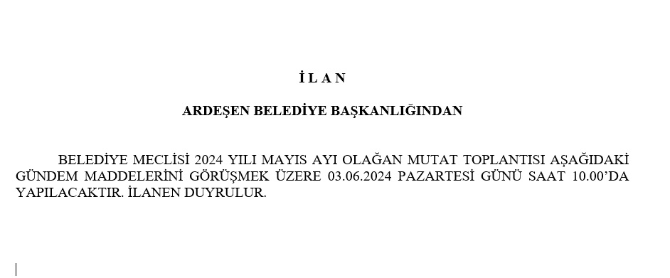 BELEDİYE MECLİSİ 2024 YILI HAZİRAN AYI OLAĞAN MUTAT TOPLANTISI 