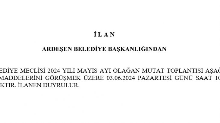BELEDİYE MECLİSİ 2024 YILI HAZİRAN AYI OLAĞAN MUTAT TOPLANTISI 