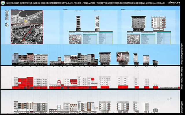 İlçenin En İşlek Caddelerde Bulunan Eski Yapıların Ön Yüzü Değişiyor